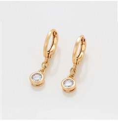 Aretes Cristal Colgante Para Dama Oro 14K Laminado Dorado