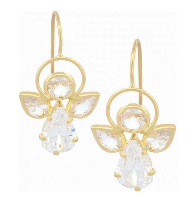 Aretes Angel Zirconias Oro Sólido 10k