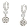 Aretes Bolita Colgante Con Cristal Austriaco Oro 14K Laminado Blanco