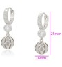 Aretes Bolita Colgante Con Cristal Austriaco Oro 14K Laminado Blanco