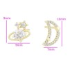 Aretes Asimétricos Saturno y Luna Cristales Oro 14K Laminado Dorado