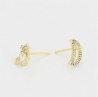Aretes Asimétricos Saturno y Luna Cristales Oro 14K Laminado Dorado