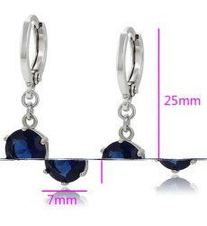 Clasicos Aretes Dama Colgantes Zafiro Oro 14K Laminado Azul