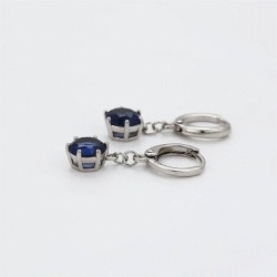 Clasicos Aretes Dama Colgantes Zafiro Oro 14K Laminado Azul