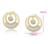Aretes Dama Redondos Pendulo Cristales Oro 14K Laminado Dorado