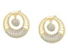 Aretes Dama Redondos Pendulo Cristales Oro 14K Laminado Dorado