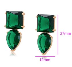 Modernos Aretes Para Dama Con Esmeralda Oro 18K Laminado Dorado