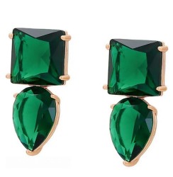 Modernos Aretes Para Dama Con Esmeralda Oro 18K Laminado Dorado