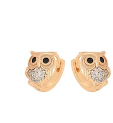 Arracadas Búho Cristales Onix Niña o Adulto Oro 14K Laminado Dorado