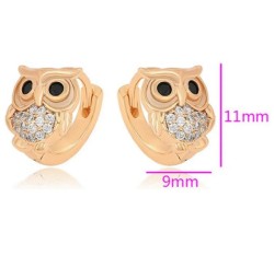Arracadas Búho Cristales Onix Niña o Adulto Oro 14K Laminado Dorado