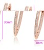 Arracadas en "V" Para Dama Cristales Diamante Oro 14K Laminado Rosa