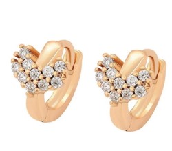 Arracadas Pegaditas Niña Corazón Cristales Oro 18K Laminado Dorado