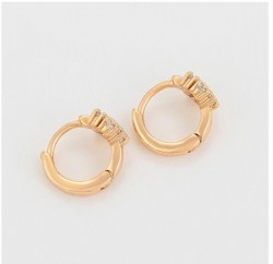 Arracadas Pegaditas Niña Corazón Cristales Oro 18K Laminado Dorado