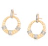 Aretes Dama Aro Colgante Con Cristales Oro 14K Laminado Dorado