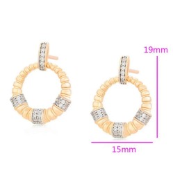 Aretes Dama Aro Colgante Con Cristales Oro 14K Laminado Dorado