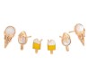 Set 3 Pares Broqueles Ópalo Helados Kawaii Oro 18K Laminado Dorado