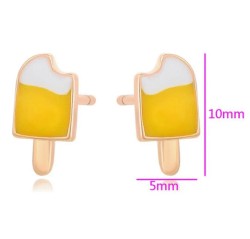 Set 3 Pares Broqueles Ópalo Helados Kawaii Oro 18K Laminado Dorado