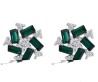 Aretes Flor Dama Cristales Y Esmeraldas Oro Blanco 14k Laminado Verde