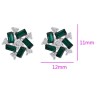 Aretes Flor Dama Cristales Y Esmeraldas Oro Blanco 14k Laminado Verde