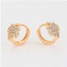 Aretes Arracadas Hoja Maple Cristales Oro 18K Laminado Dorado