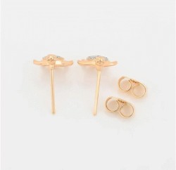 Aretes Broquel Tortuga Cristales Austriacos Oro 14K Laminado Dorado