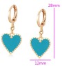 Aretes Arracadas Corazón Colgante Oro 14K Laminado Azul