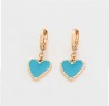 Aretes Arracadas Corazón Colgante Oro 14K Laminado Azul