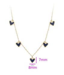 Collar Corazones Negros De Moda Juvenil Oro 14K Laminado Dorado