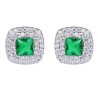 Aretes Para Dama Con Esmeralda y Cristales Oro 14k Laminado
