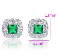 Aretes Para Dama Con Esmeralda y Cristales Oro 14k Laminado