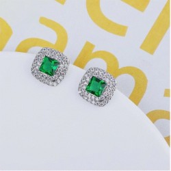 Aretes Para Dama Con Esmeralda y Cristales Oro 14k Laminado