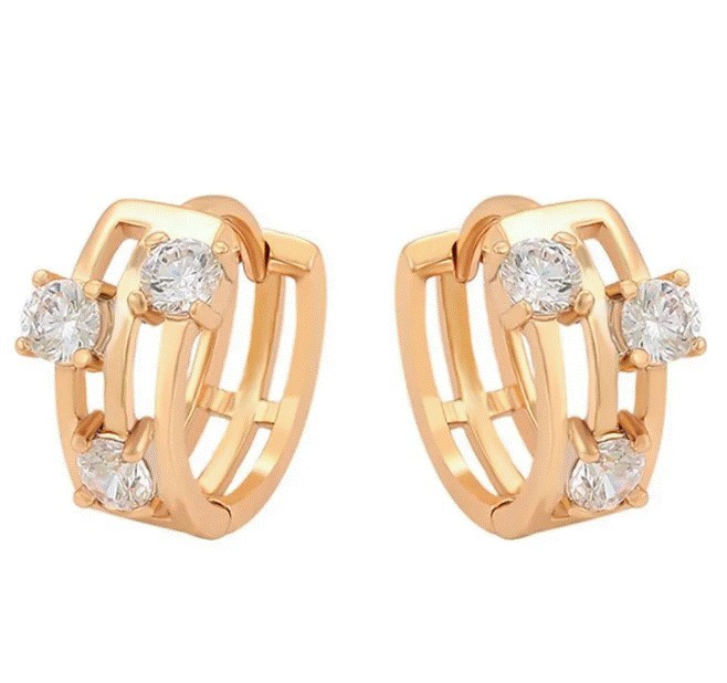 Arracadas Dama Caladas Cristales Austriacos Oro 18K Laminado Dorado