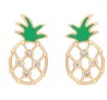 Bonitos Aretes Dama Piña Cristales Oro 14K Laminado Dorado