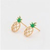 Bonitos Aretes Dama Piña Cristales Oro 14K Laminado Dorado