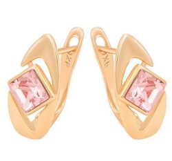 Aretes Dama Rombo Zafiro Rosa Oro Rosa 18K Laminado