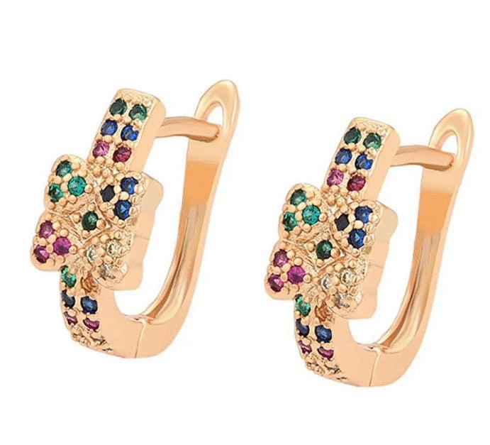 Aretes con Esmeraldas Rubí Zafiro y Citrino Oro 18K Laminado Dorado