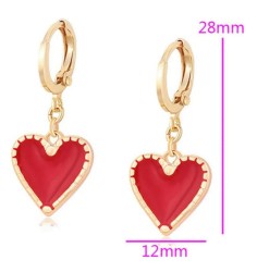 Aretes Arracadas Corazón Colgante Oro 14K Laminado Rojo