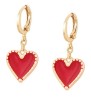 Aretes Arracadas Corazón Colgante Oro 14K Laminado Rojo