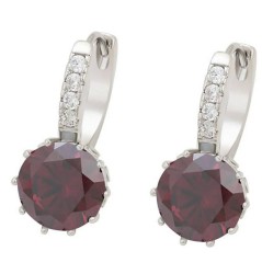 Aretes Arracadas Oro 14k Laminado Brillante Cristal Rojo