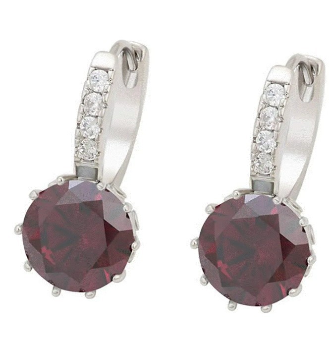 Aretes Arracadas Oro 14k Laminado Brillante Cristal Rojo