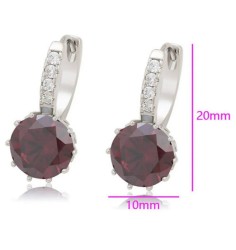 Aretes Arracadas Oro 14k Laminado Brillante Cristal Rojo