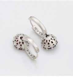 Aretes Arracadas Oro 14k Laminado Brillante Cristal Rojo