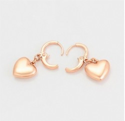 Aretes Corazón Colgante Para Dama Oro Rosa 14k Laminado