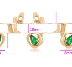 Aretes Dama Rombo Gota Esmeralda Oro 18K Laminado Dorado