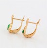 Aretes Dama Rombo Gota Esmeralda Oro 18K Laminado Dorado