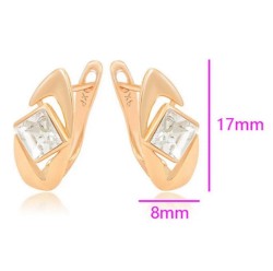 Aretes Dama Rombo Zafiro Rosa Oro Rosa 18K Laminado Blanco