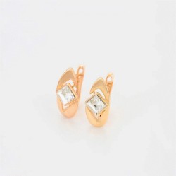 Aretes Dama Rombo Zafiro Rosa Oro Rosa 18K Laminado Blanco