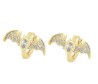 Arracadas Huggies Murcielago Cristales Oro 14K Laminado Dorado
