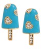 Aretes Broquel Paleta Cristales Moda Kawaii Oro 18K Laminado Dorado