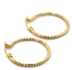 Arracadas Redondas Puntos Facetadas 2.3 Cm Oro Sólido 10k